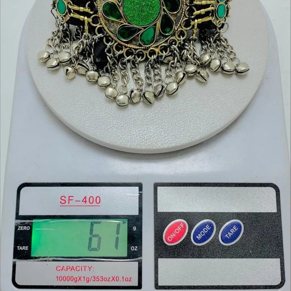 Green Handmade Tribal Matha Patti, Kuchi Matha Patti, Traditional Head Piece,